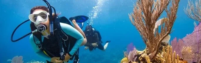 Scuba diving in Roatan coral reef with certified divers